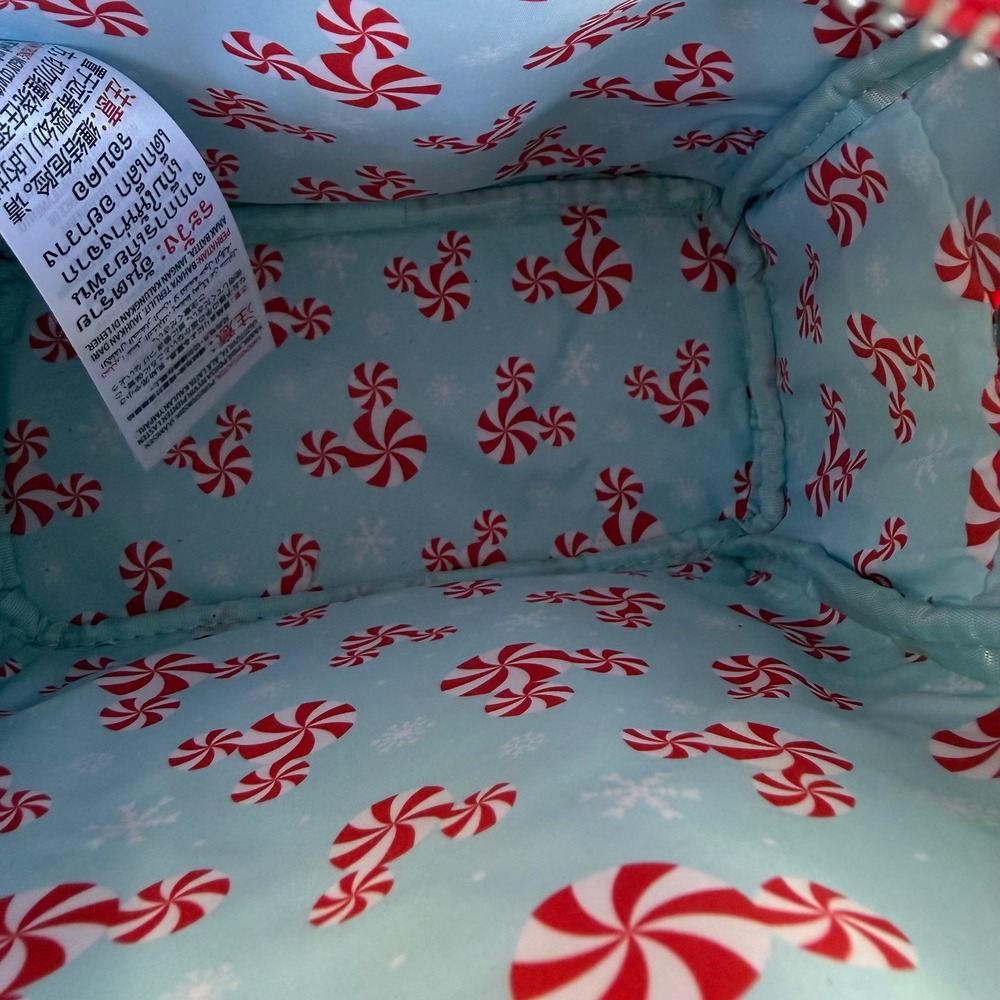 Disney Parks Loungefly Red Glitter Peppermint Mickey Mouse Holiday Mini Backpack - Picture 6 of 11